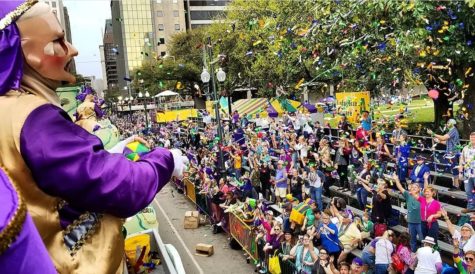 View from atop a Mardi Gras float.