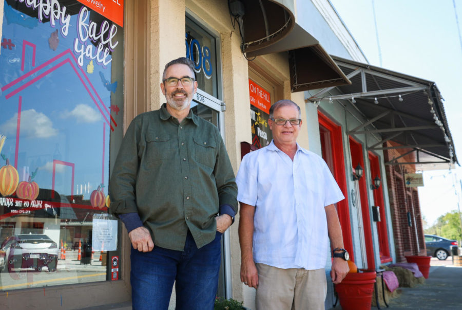 The Market owner Greg Ferguson, left, and Richard Leonard, Decor on the Hill owner, have been together for 30 years. Their shops sit across Cedar Hill Square.