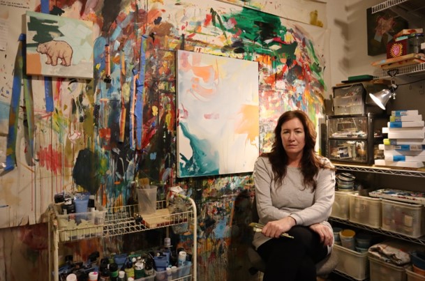 Fine artist and gallery manager Jennifer Morgan sits in her painting studio on Feb. 9 in Downtown Dallas.