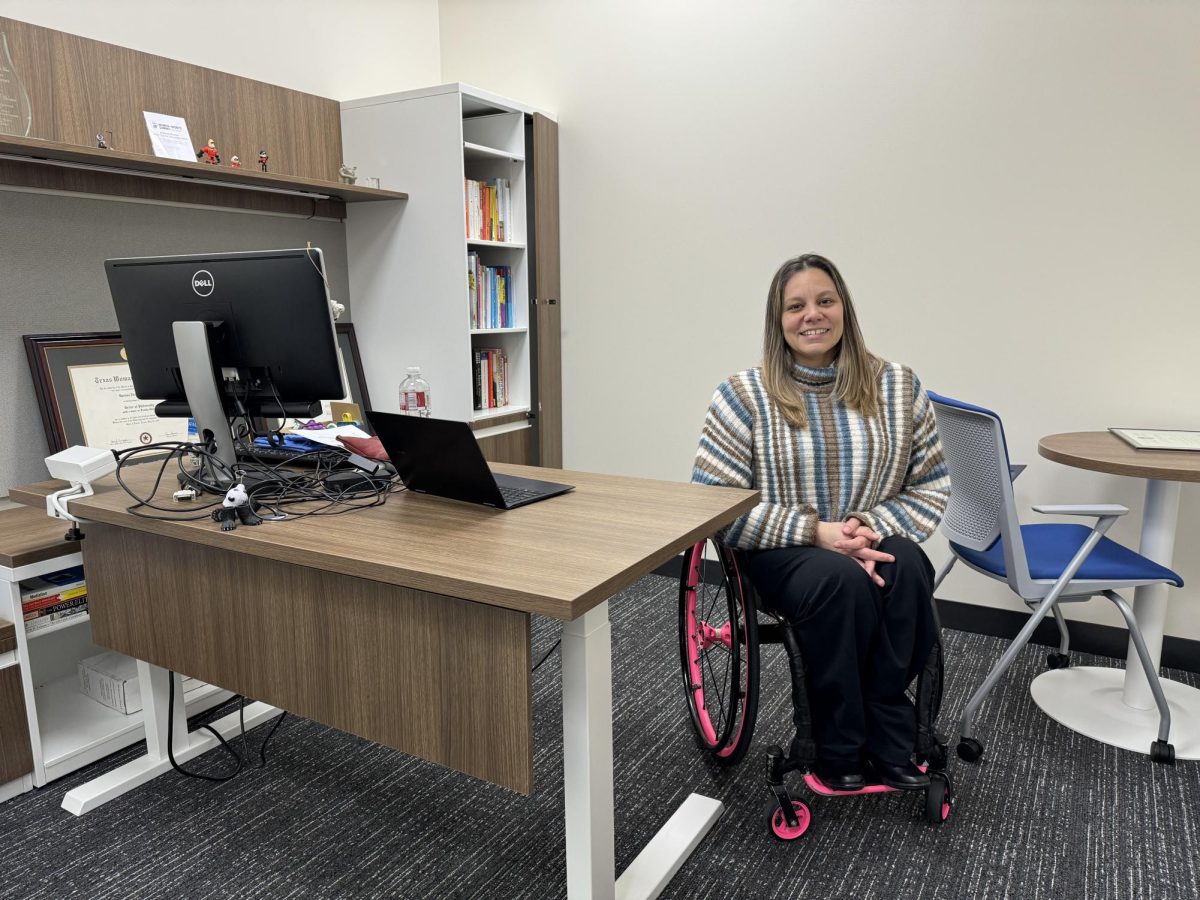 Mayors Committee on People with Disabilities Chair Darlene Hunter sits in her office on Feb. 27 at the University of Texas at Arlington. She has been chair for two years and a committee member since 2018.