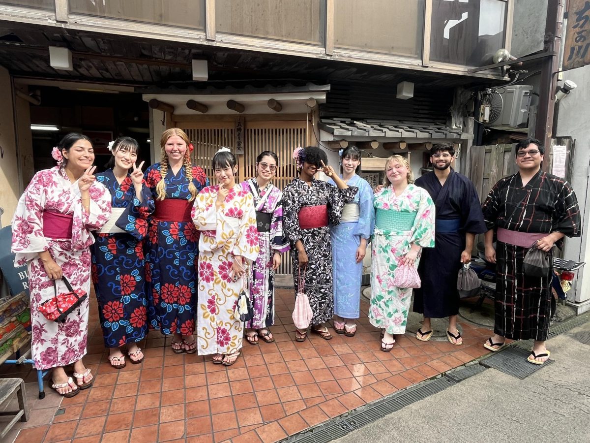 University of Texas at Arlington students, joined by two students from Kamakura Women's University, immersed themselves in Japanese tradition by wearing yukatas.