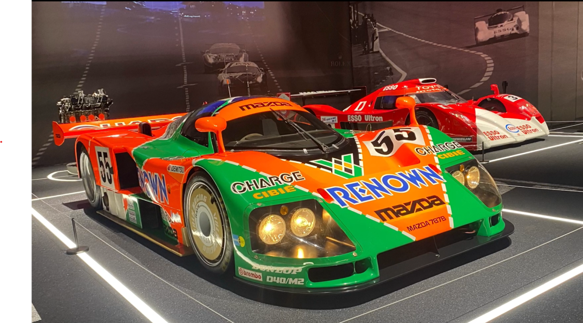 The Mazda 787B, which unexpectedly won the 1991 24 Hours of Le Mans. It is currently on display at the Fuji Motorsports Museum in Oyama, Japan.