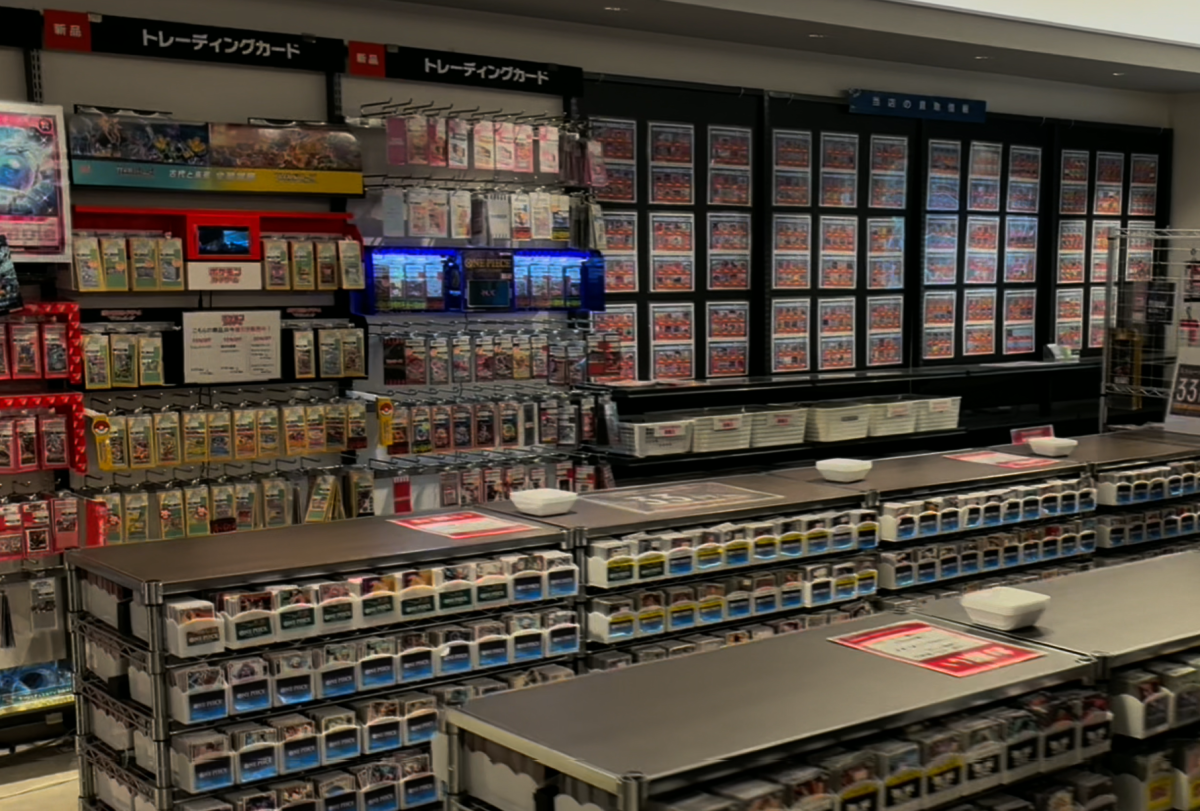 In addition to a card playing area, Tsutaya Bookstore in Kawasaki, Japan, hosts an impressive array of cards for purchase.