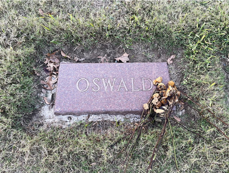 Lee Harvey Oswald, who assassinated President John F. Kennedy on Nov. 22, 1963, was himself shot and killed Nov. 24, 1963, and buried the following day in Fort Worth, Texas. This unassuming tombstone at Rose Hill Cemetery marks the grave.