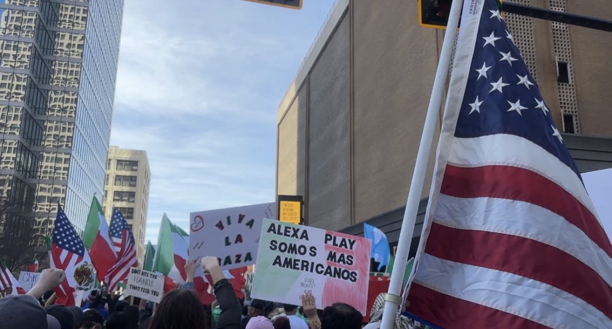 Demonstrators marched through Dallas on Feb. 2 to protest executive orders and policies of the Trump administration.