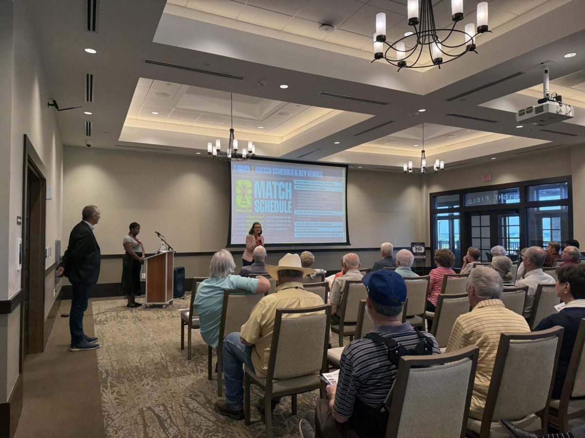 City officials speak with residents at the April 16 World Cup town hall meeting at Texas Rangers Golf club.